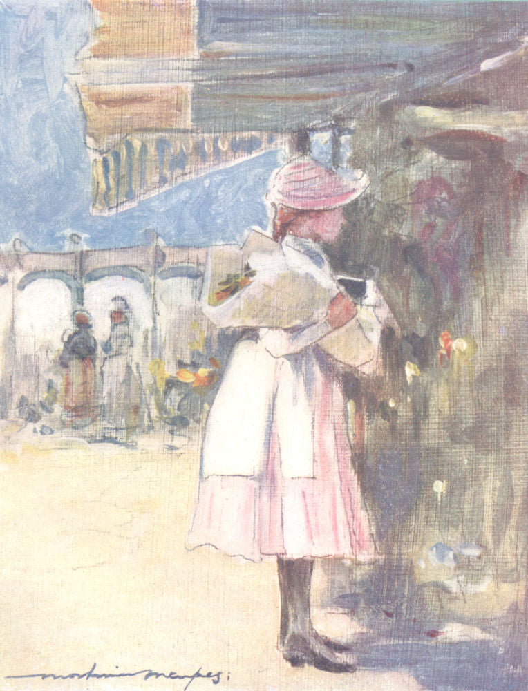 PARIS. At the Neuilly Flower Market 1909 old antique vintage print picture